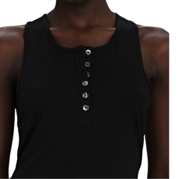 Le Ore Amalfi Cross Back Cotton-Blend Tank in Black Size Large - Picture 3 of 7